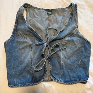 Wild Fable Blue Denim Tie-Front Crop Top
